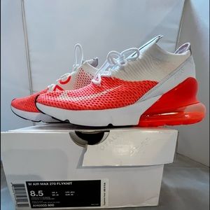 Nike Air Max 270 Flyknit brand new with box. Pulse white/crimson, womens, 8.5.